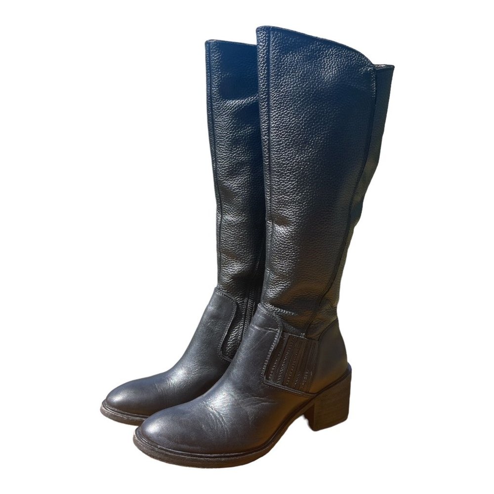 Donald Pliner Black Envy Leather Riding Boot 7.5